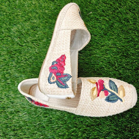 NWT Tory Burch Raffia Embroidered Fruit Basket Espadrilles Flat Slip-Ons - Picture 5 of 6